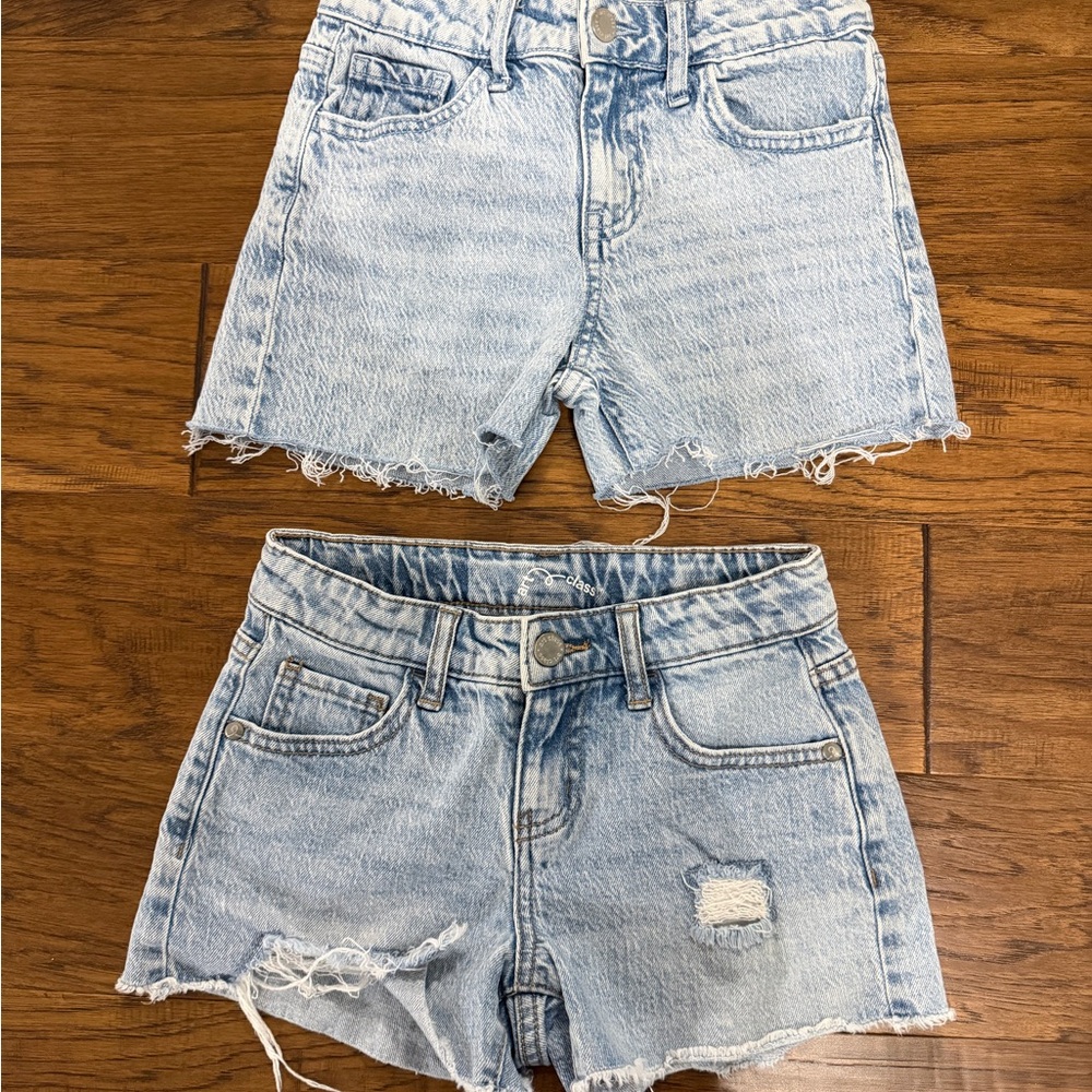 art class Light Blue Denim Kids Shorts with Frayed Hem